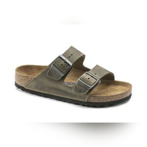 Birkenstock Arizona Soft Footbed Oiled Leather Faded Khaki Sandal 8.5/39 NWT